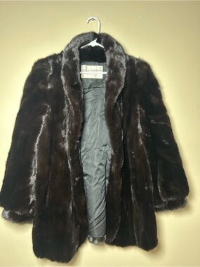 Brown Mink Fur Coat - Luxurious Dark Brown